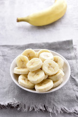 Banana slices in bowl.