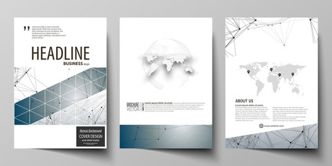 Business templates for brochure, magazine, flyer, booklet. Cover design template, vector layout in A4 size. DNA and neurons molecule structure. Medicine, science, technology concept. Scalable graphic.