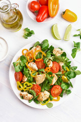 Vegetable salad with chicken meat