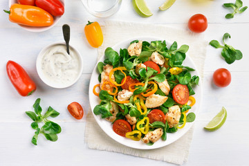Vegetable salad with chicken meat