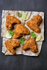 Spicy fried breaded chicken wings