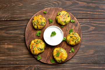 Vegetable cutlet from carrot, zucchini, potato