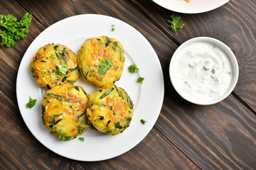 Vegetable cutlet from carrot, zucchini, potato