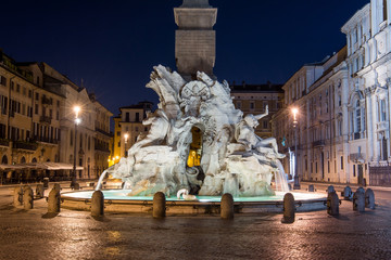 Fototapeta premium Night view, Piazza Navona, Rome. Italy