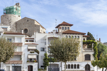 Fototapeta na wymiar View of catalan village of Sant Pol de Mar, province Barcelona, comarca Maresme, Catalonia,Spain.