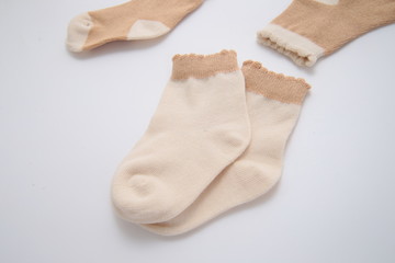 yellow sock close-up on isolated white background