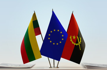 Flags of Lithuania European Union and Angola