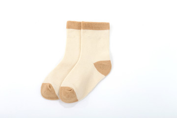 yellow sock close-up on isolated white background