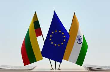 Flags of Lithuania European Union and India