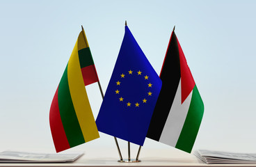 Flags of Lithuania European Union and Jordan