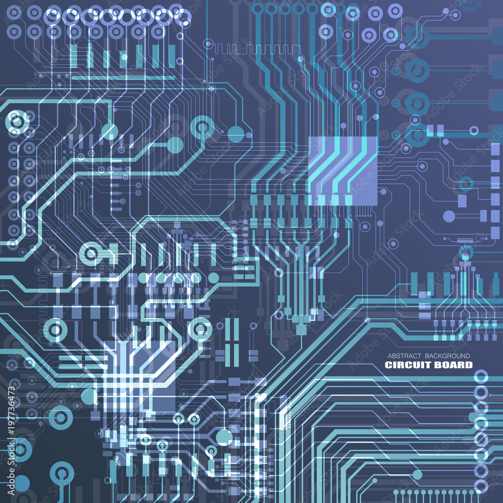 Poster vector circuit board illustration. abstract technology. microchip background.
