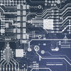Vector circuit board illustration. Abstract technology. Microchip background.