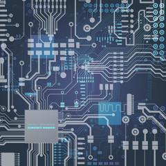 Vector circuit board illustration. Abstract technology. Microchip background.