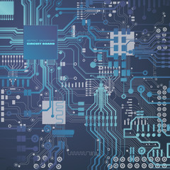 Vector circuit board illustration. Abstract technology. Microchip background.