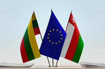 Flags of Lithuania European Union and Oman