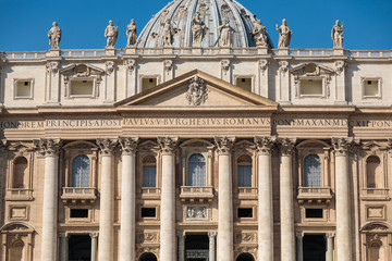The facade of Saint Peter's Basilica in Vatican