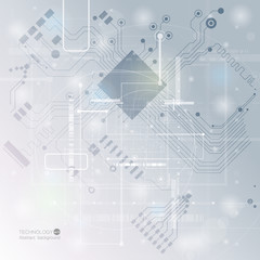 Vector circuit board illustration. Abstract technology. Microchip background.