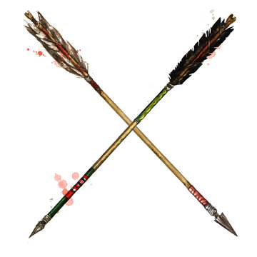 Indian Arrows. Watercolor Illustration. 
