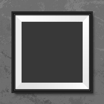 Frame square grey grunge wall mock up vector