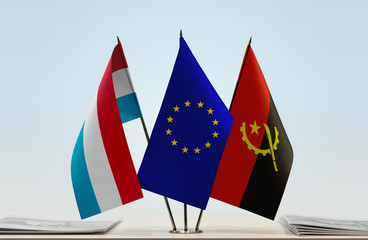 Flags of Luxembourg European Union and Angola