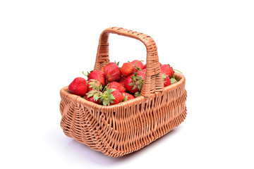 Strawberry in a basket on a white background