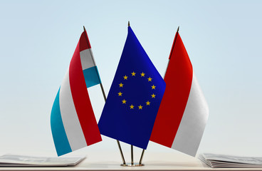 Flags of Luxembourg European Union and Indonesia