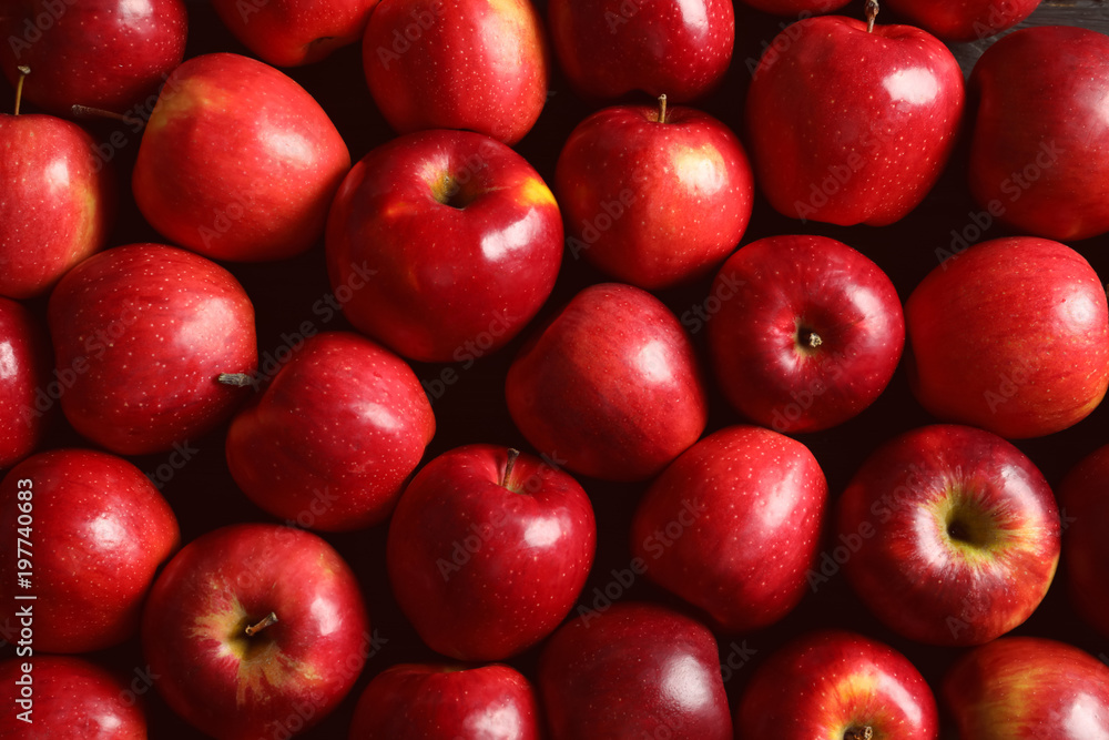 Wall mural fresh ripe red apples as background - Wall murals