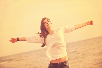 young woman enjoy on beach