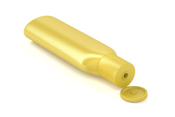 Yellow plastic bottle for cosmetic products