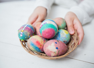 Easter eggs in basket