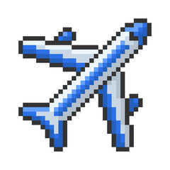 Outlined pixel icon of plane. Fully editable