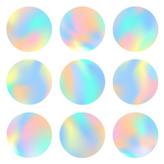 Holographic round frames set circle background pastel 1