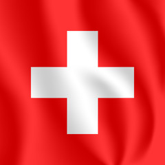 Obraz premium Flag of Switzerland. Realistic waving flag of Swiss Confederation. Fabric textured flowing flag of Switzerland.