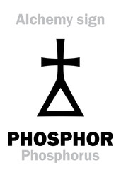 Alchemy Alphabet: PHOSPHOR (Phosphorus, Phosphorus mirabilis, Phosphorus igneus), chemical phosphorescent noctilucous substance, eq.: φωσφορος (greek: light carrying, luminous). Chemical formula=[P].