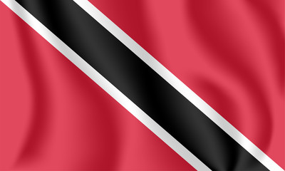 Flag of Trinidad and Tobago. Realistic waving flag of Republic of Trinidad and Tobago. Fabric textured flowing flag of Trinidad and Tobago.