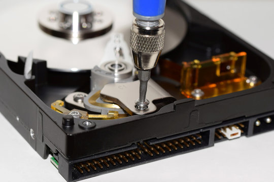 Disassemble The Hard Drive Close Up