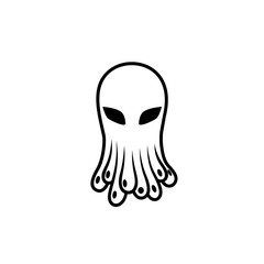 Linear octopus alien icon. Liquid octopus tentacle logo template for the business card, branding and corporate identity.