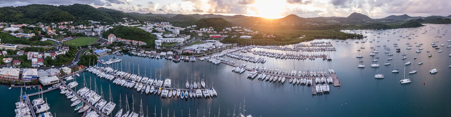 Le Marin (Martinique), drone footage at sunrise