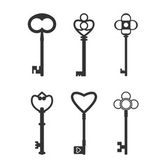 Key icon. Set of vintage keys Vector illustration, flat design.