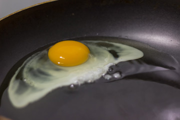 Fried eggs on a pan