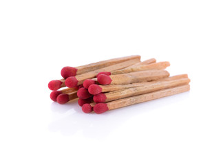 Pile of matches isolated on white background