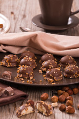 Chocolate truffles with caramel cream filling. 