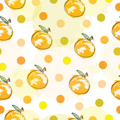 seamless pattern with oranges and polka dots