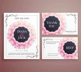wedding invitation card template design set