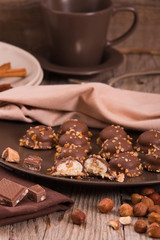 Chocolate truffles with caramel cream filling. 