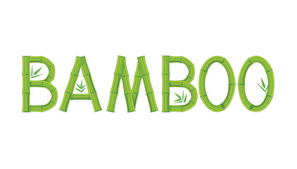 Vector illustration of bamboo text design on white background.