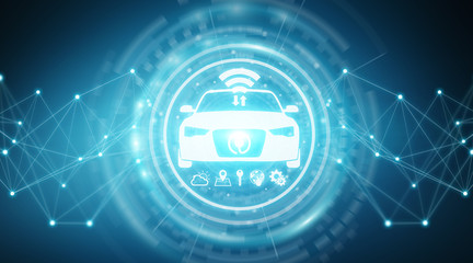 Modern digital smart car interface 3D rendering