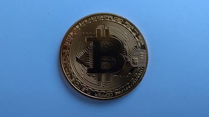 Bitcoin on blue background  I