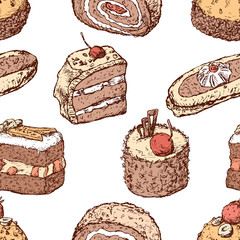 pattern of of different drawn cakes