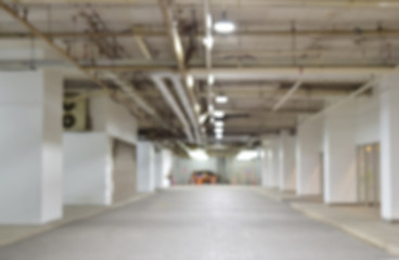 Background blur , Route indoors Or underground parking ramp.
